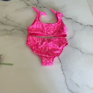 Vineyard Vines Pink Leaf Kids Bikini
